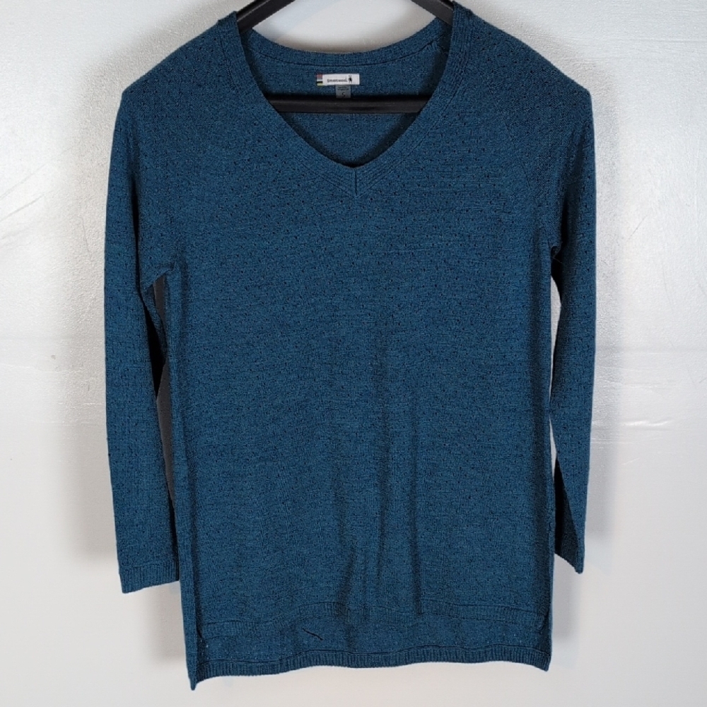 V-Neck Long Sleeve Sweater in Teal